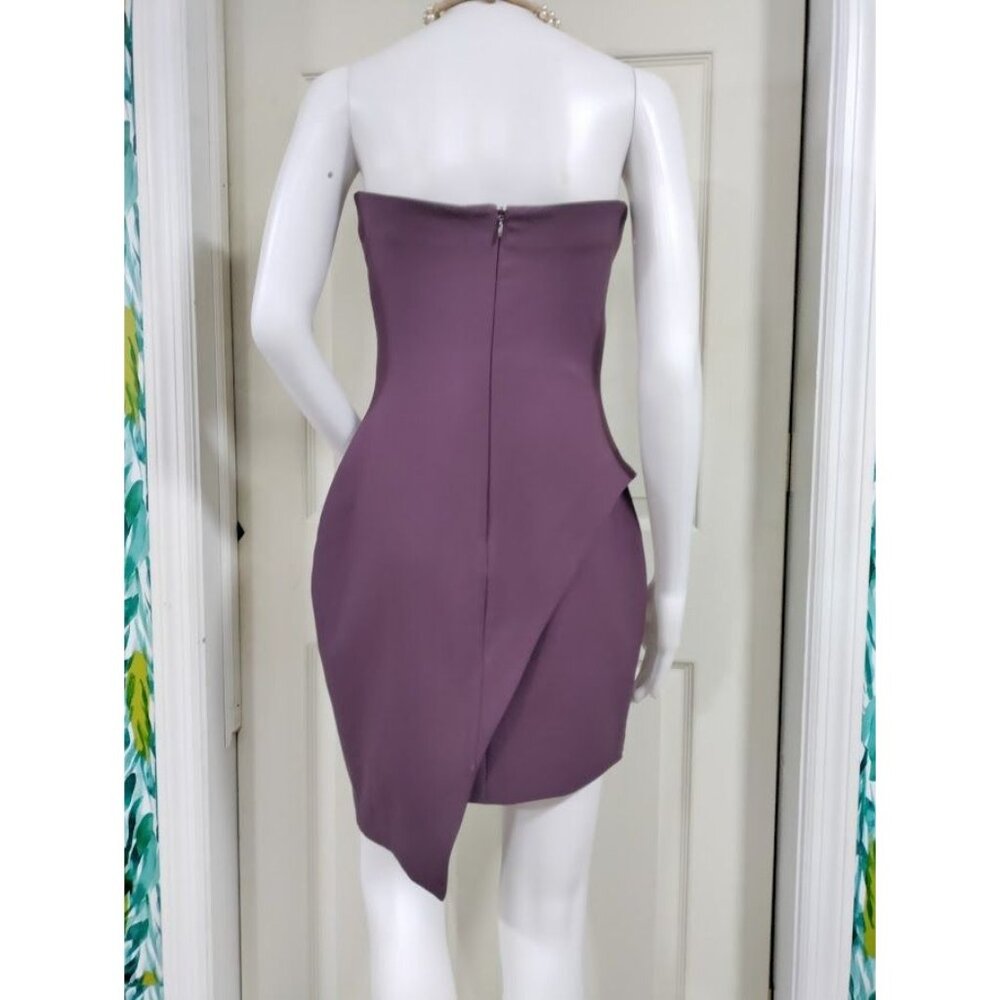 Elizabeth and James Mina Strapless Asymmetric Hem Mini Dress Purple Women's Sz 6 - Picture 3 of 7